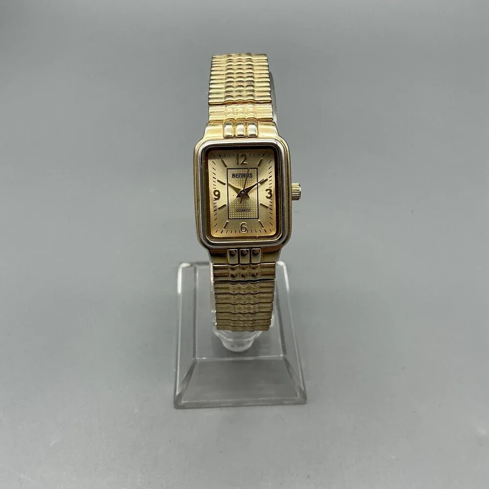 Benrus BN203L Womens Watch 20mm Champagne Gold Tone Stretch New Battery